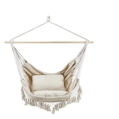 China Outdoor Indoor Living Hammock Chair with Macrame Lace Fringe Tassel with Pillow for sale