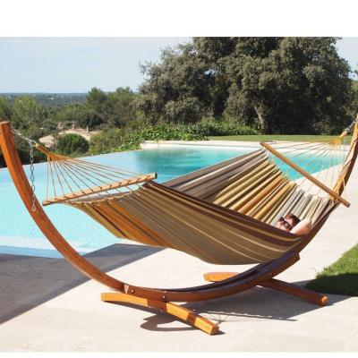 China Durable Most Popular Outdoor Portable Canvas Hammock With Wooden Stick And Stand for sale