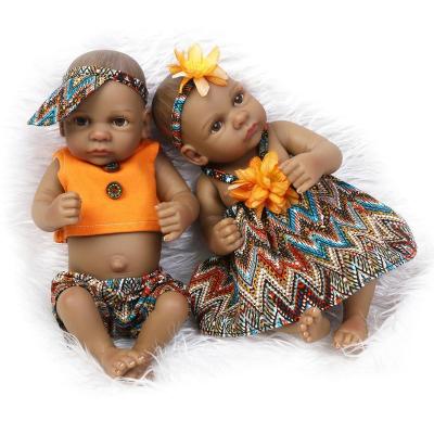 China Lifereborn Cute Black Washable Hand Made Realistic Soft Silicone Baby 27cm Full Body Boy and Girl Vinyl Newborn Reborn Baby Dolls for sale