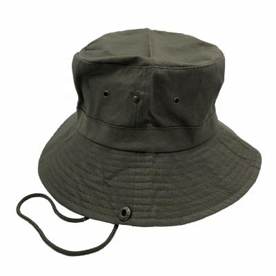 China Custom Cheap Sun Striped Lead Logo Army Green Striped Water Proof Empty Hat Fishing Bucket Hats Women for sale