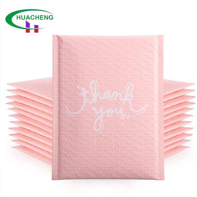 China Strong Adhesive Custom Thank You Bubble Mailers Padded Envelopes Mailings Small Poly Bags Pink Mailers With Logo for sale