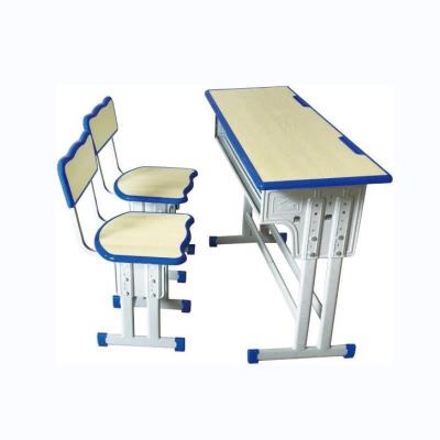 China Durable Double Primary School Double Seat Column Height Adjustable With Desks And Back Chairs for sale