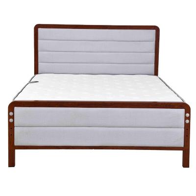 China HZX Modern American Hot Iron Bed (Other) Iron Frame Wood Grain Transfer Metal Adjustable Steel Double Bed for sale