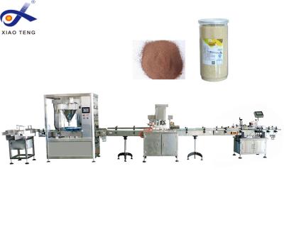 China Automatic Food Round Bottle Powder Filling Line With Filling Capping Labeling Machine for sale