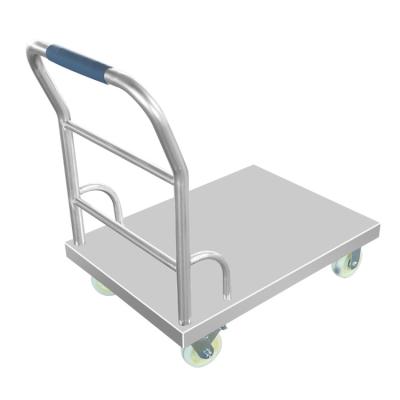 China High quality low price stainless steel flat trolley four wheel quiet stainless steel trolley for sale