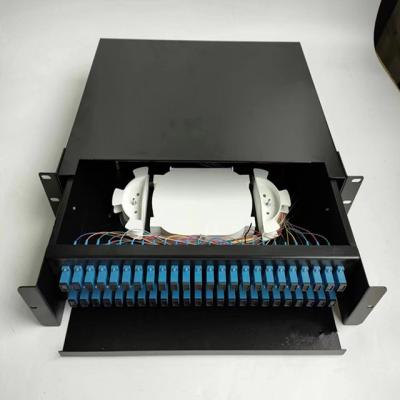 China FTTH FTTB FTTX network SC/LC/FC pull-out fiber optic distribution frame is fully equipped with 24 48/72/96/144 core1u/2u/4u ODF frame customization for sale