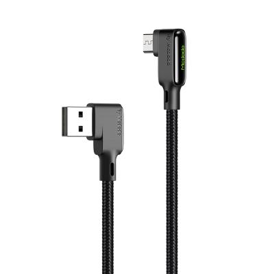 China dgree 90 with LED Light Mcdodo Nylon Braided Elbow USB Cable Micro Sync Data Cable for Mobile Phone USB Chargering Cable for sale