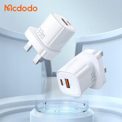 China Mobile Phone Mcdodo Dual Port USB C+Type C USB 33W 30W GaN Mobile Phone Wall Charger Fast Charger QC 3.0 Palladium Power USB C UK Plug for sale