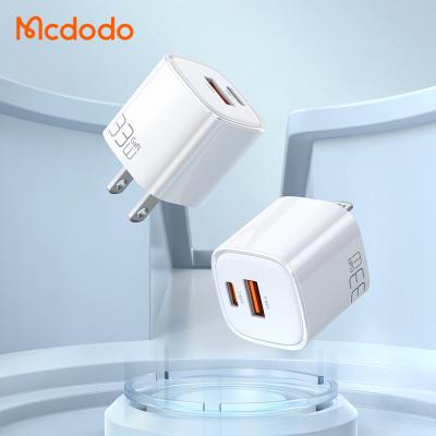 China Mobile Phone Mcdodo Dual Ports USB-A USB-C 33W Palladium Fast Wall Charger Fast Type C Mobile Travel Charger for xiaomi for sale