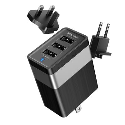 China Wholesale MCDODO Mobile Phone Travel Charger Adapter 3 Ports Global UK/EU/US Plug In USB Wall Charger For Mobile Phone for sale