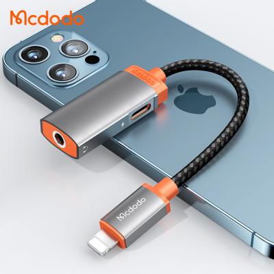 China ning 8pin mobile phone Mcdodo aluminum alloy light to DC3.5mm earphone and AUX audio charging adapter. light ning for iphone for sale