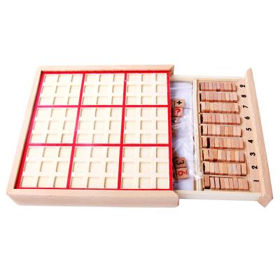 China Educational Toy Montessori Wooden Sudoku Puzzle Board Game with Number Sudoku Tiles for Kids for sale