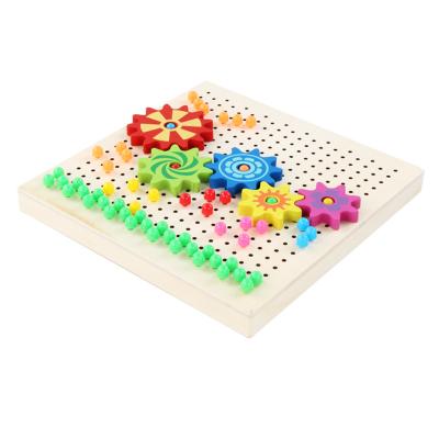 China New Design Parent And Child Colorful Mushroom Nails Puzzle Montessori Wooden Toys For Child Education for sale