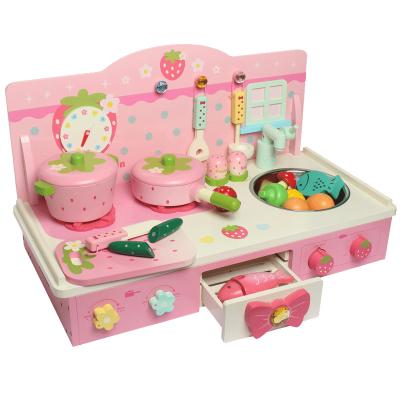 China High Quality Wooden 20pcs/box L/c, T/t Baby Toy Kitchenware Stove Birthday Gift Set Cut Cooking Play Room Kids Kitchen for sale