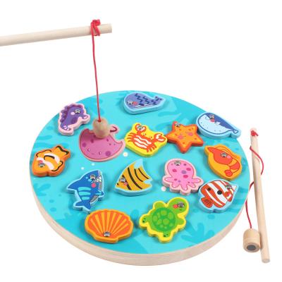 China New Design 1-3 Years Old Wooden Kids Funny Magnetic Wooden Board Game Digital Game Double Sided Fishing Educational Toy for sale