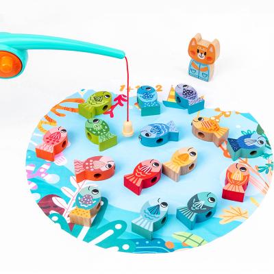 China Environmental Protection Wholesale Educational Magnetic Wooden Fishing Gametoy Fishing Math Game Toy For Kid for sale