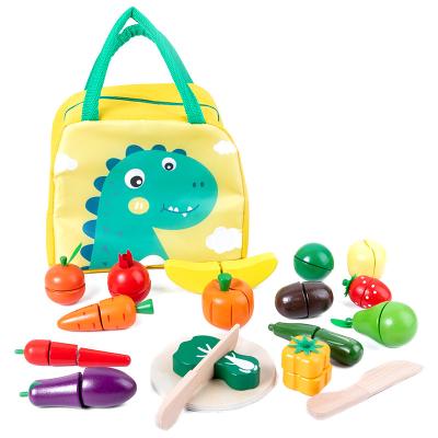 China New Montessori Simulation Wood Kitchen Educational Wooden Vegetables Fruits Set Toy Pretend Play Toys For Kid for sale