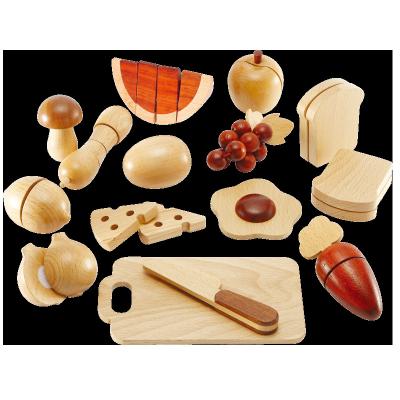 China High Quality High Quality Wooden Montessori Log Wooden Pretend Toy Fruit Vegetable Children Cognitive Cutting Toy For Play for sale