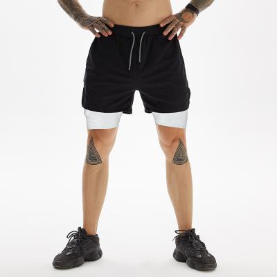 China Dropshipping Men QUICK DRY 2 in 1 Quick Dry Sporty Running Workout Shorts Gym Sport Training Shorts With Pockets for sale