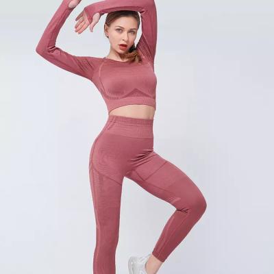 China Breathable Custom OEM Logo Autumn New Women High Waist Long Sleeve Backless Yoga Set Gym Fitness Sports Suit Activewear for sale