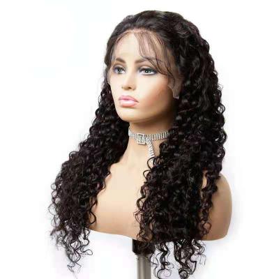 China Swiss Virgin Brazilian Popular Thick Smooth Soft Hair 13*4 Style Water Wave Transparent Front Wig For Black Women And Girl for sale