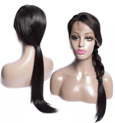 China Best Dirty Hair 100% Korean Shiny And Soft Natural Swiss Black13*4 Lace Front Straight Wig For Black Women for sale