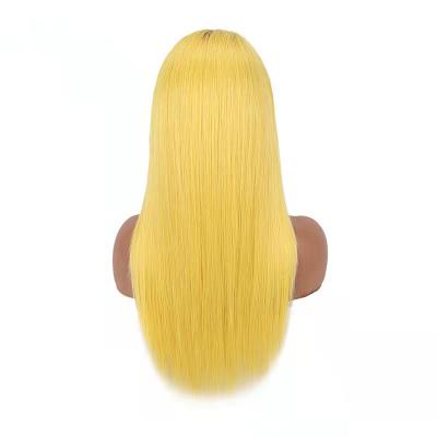 China Non Shedding No Tangle Best Selling 100% Straight Malaysian Virgin Hair 1B-yellow 13*4 Straight Transparent Lace Front Wig for sale