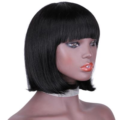 China Factory Price Soft Straight Thick Hair Lead Wigs,10inch Virgin Hair Lead Wigs With Bangs,Machine Made Brazilian Hair Lead Wigs With Bangs for sale