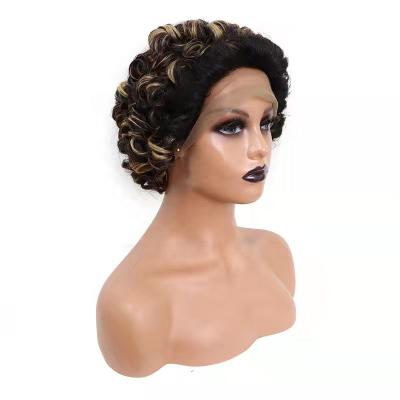 China Soft Smooth Thick Hair Pixie Wigs, Virgin Hair Highlight Color Pixie Cut 13*1lace Wigs, Brazilian Hair Pixie Cut 13*1 Lace Front Wigs for sale