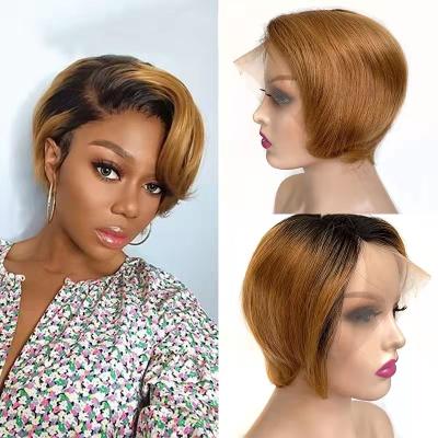 China Wholesale Price Soft Smooth Thick Hair Pixie Wig, Virgin Hair Color 1b/30 Pixie Cut L Lace Wigs, Brazilian Hair Pixie Cut L Lace Wigs for sale