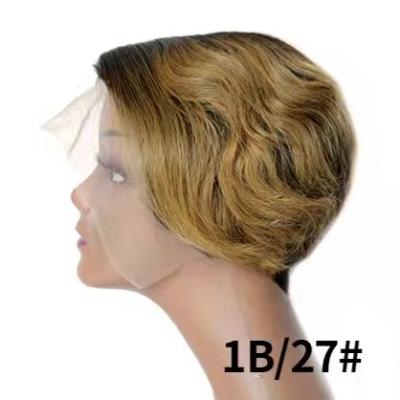 China Wholesale Price Soft Smooth Thick Hair Pixie Wig, Virgin Hair Color 1b/27 Pixie Cut L Lace Wigs, Brazilian Hair Pixie Cut L Lace Wigs for sale