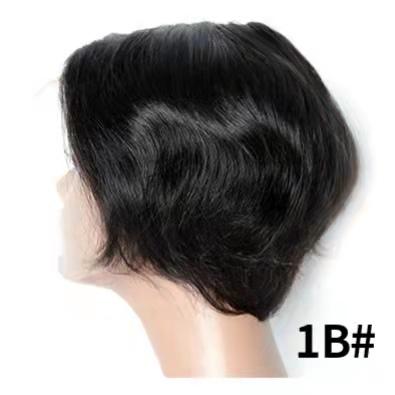 China Wholesale Price Soft Smooth Thick Hair Pixie Wig, 1B Virgin Hair Color Pixie Cut L Lace Wigs, Brazilian Hair Pixie Cut L Lace Wigs for sale