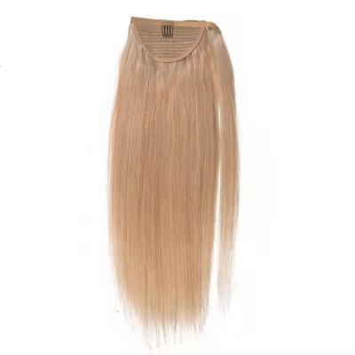 China High Quality 100% Brazilian Hair Straight Blonde Thick Smooth Soft Wrap Around Ponytail for sale