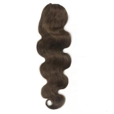 China High Quality 100% Brazilian Hair Body Wave 4# Color Thick Smooth Soft Brazilian Wrap Around Ponytail for sale