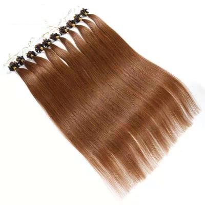 China Soft Hair Factory Direct 100% Russian Straight Human Hair Color 8# Micro Loop Ring Hair Extension for sale