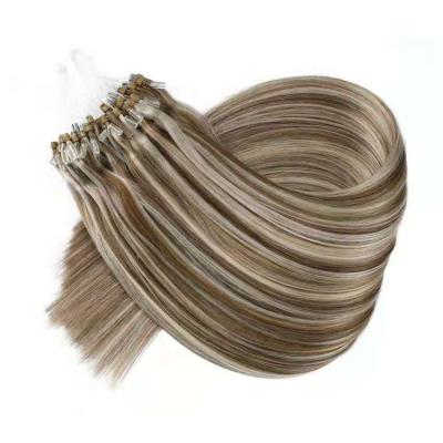 China Soft Hair Factory Direct 100% Russian Straight Human Hair Color P4/613 Micro Loop Ring Hair Extension for sale