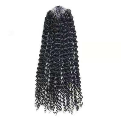 China Soft Hair Factory Direct Russian Hair 100% Curly Natural Black Micro Loop Ring Hair Extension for sale