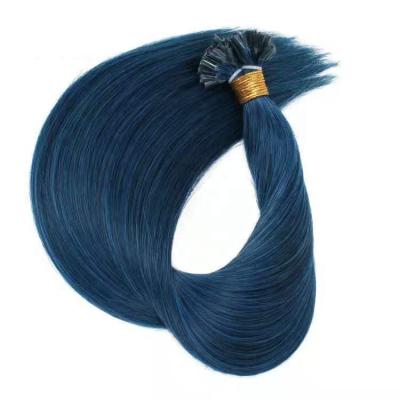 China Wholesale Price 100% European Remy Human Hair Double Straight Straight Blue Color U Tip Keratin Hair Extension Soft Straight Drawn for sale