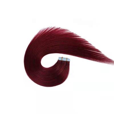 China Wholesale Price 100% Soft Straight Russian Hair Color 99j Straight Tape Hair Extension for sale