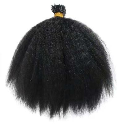 China 100% Wholesale Price 100% Soft Straight Brazilian Virgin Hair I Tip Natural Black Curly Hair Extension for sale