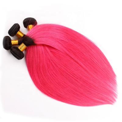 China Wholesale Price 100% Soft Thick Soft Brazilian Hair 10A Grade Straight 1b/Pink Color 1b/Pink Hair Bundle for sale