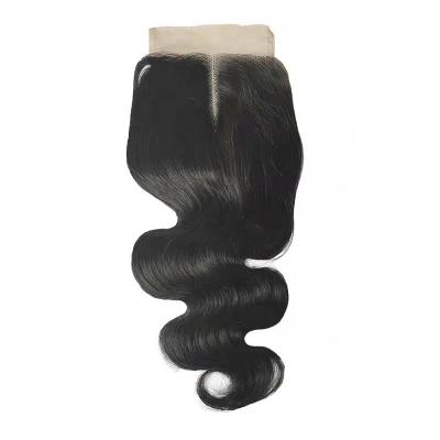 China Shiny Cheap Brazilian Body Wave 4*4 T Piece Body Hair Price 100% Swiss Hair Lace Closure for sale