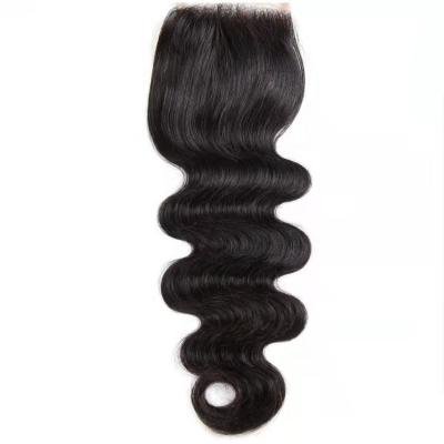 China Shiny Cheap Price 100% Brazilian Body Wave Hair Free Part Swiss Hair Lace Closure for sale