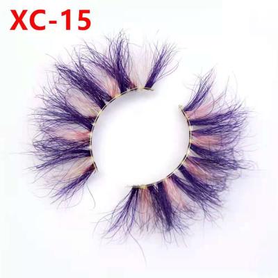 China 3D Thick Brazilian Mink Lashes XC-15 Wholesale Price 100% Real Color 25mm for sale