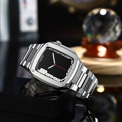 China Luxury Silver Stainless Steel Smart Watch Case Band Size Strap 41mm 45mm Logo Watch Case Apple Watch Metal Custom Case For Apple Watch Series 7 for sale