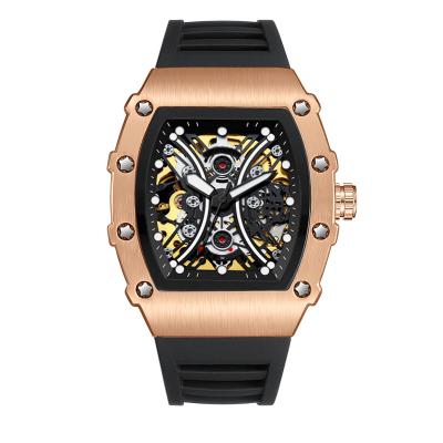 China Fashion Day/Date 42mm Watches Skeleton Display Luxury Alloy Stainless Steel Watches Automatic Mechanical Watches For Men for sale