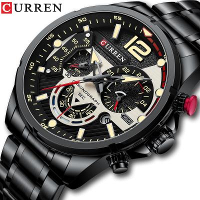 China Curen 8395 branded men's wristwatch chronograph waterproof style fashion luxury quartz watches men wrist for sale