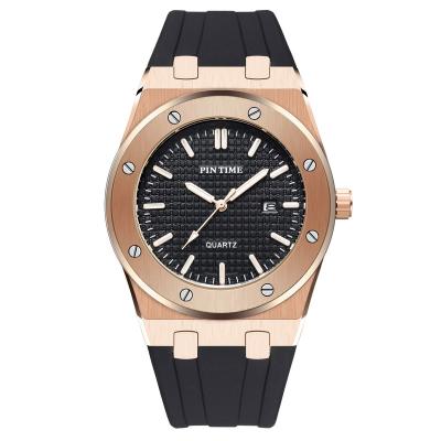 China Simple Factory Date Man Rose Gold Fashion Unique Wrist Automatic Direct Custom Leather Band Watch Watches For Men for sale