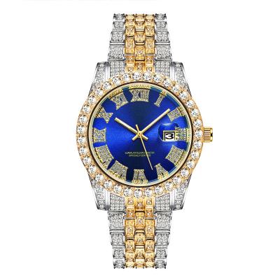 China Water Resistant Iced Out Wristwatch Diamond Watch Gold Silver Luxury Men Watches Hip Hop With Case Jewelry Gifts Big Diameter Watch Suppliers for sale