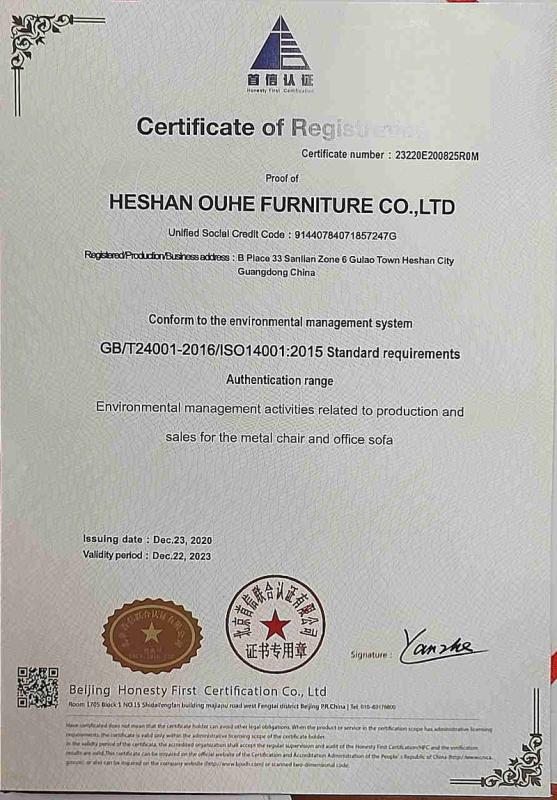 ISO14001 - Heshan Ouhe Funriture Co., Ltd.